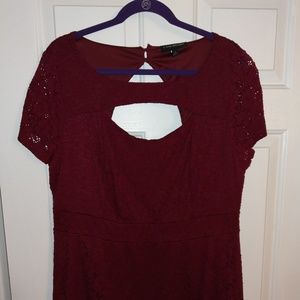 Lace cutout peplum blouse